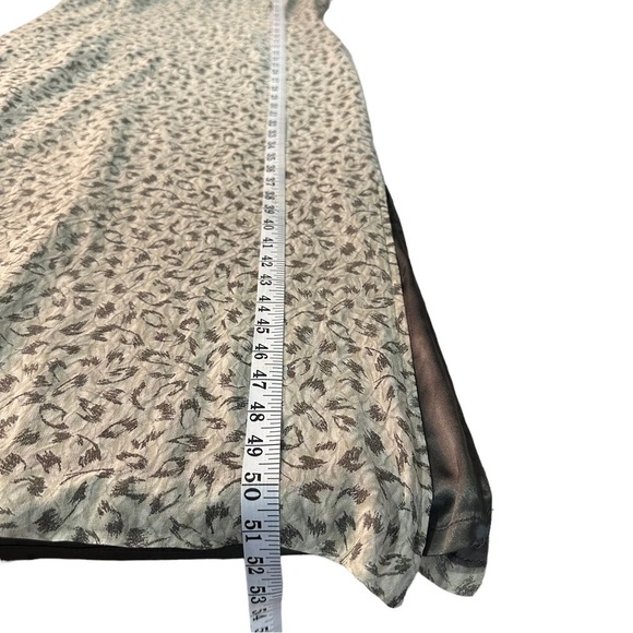 Alfani Green Abstract 100% Silk Short Sleeve Maxi 52”Dress Sz 12 Lined 1/2 Zip - Picture 14 of 15